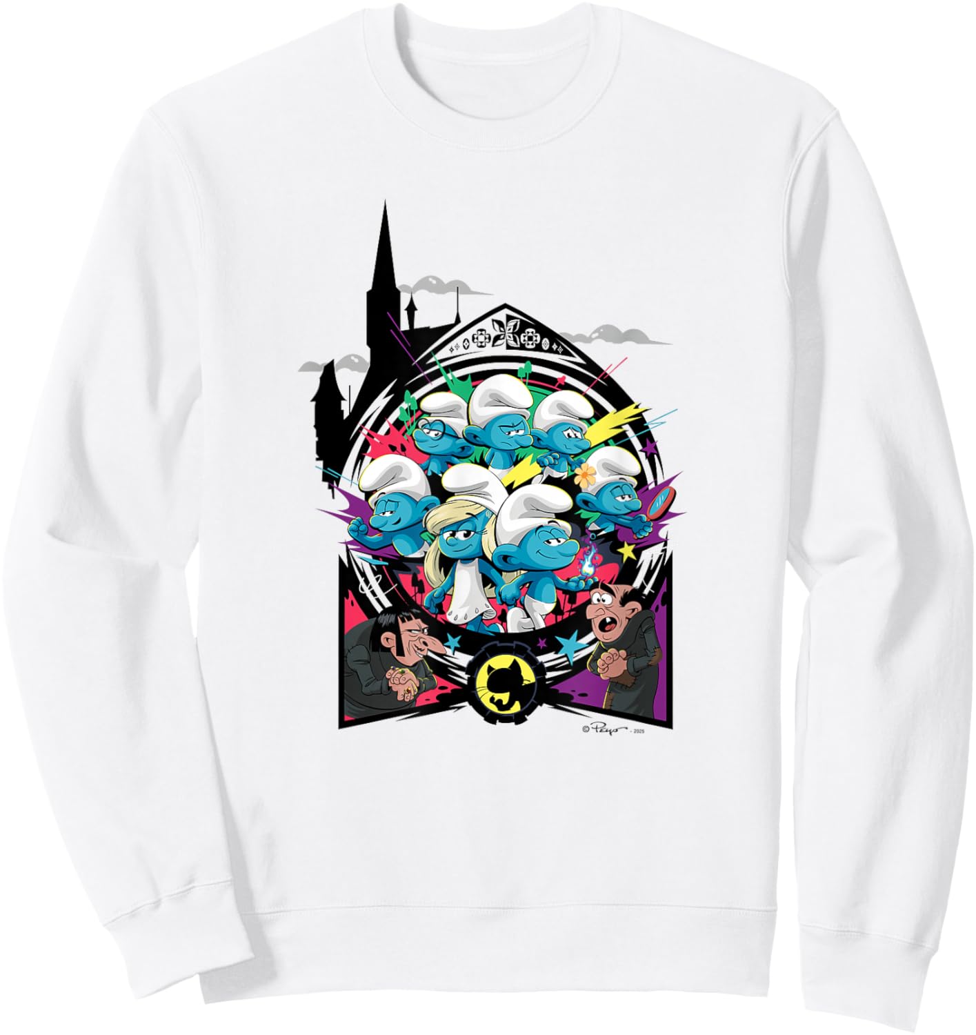 The Smurfs Movie Unite with Gargamel and Azrael Sweatshirt - Sweatshirt | White
