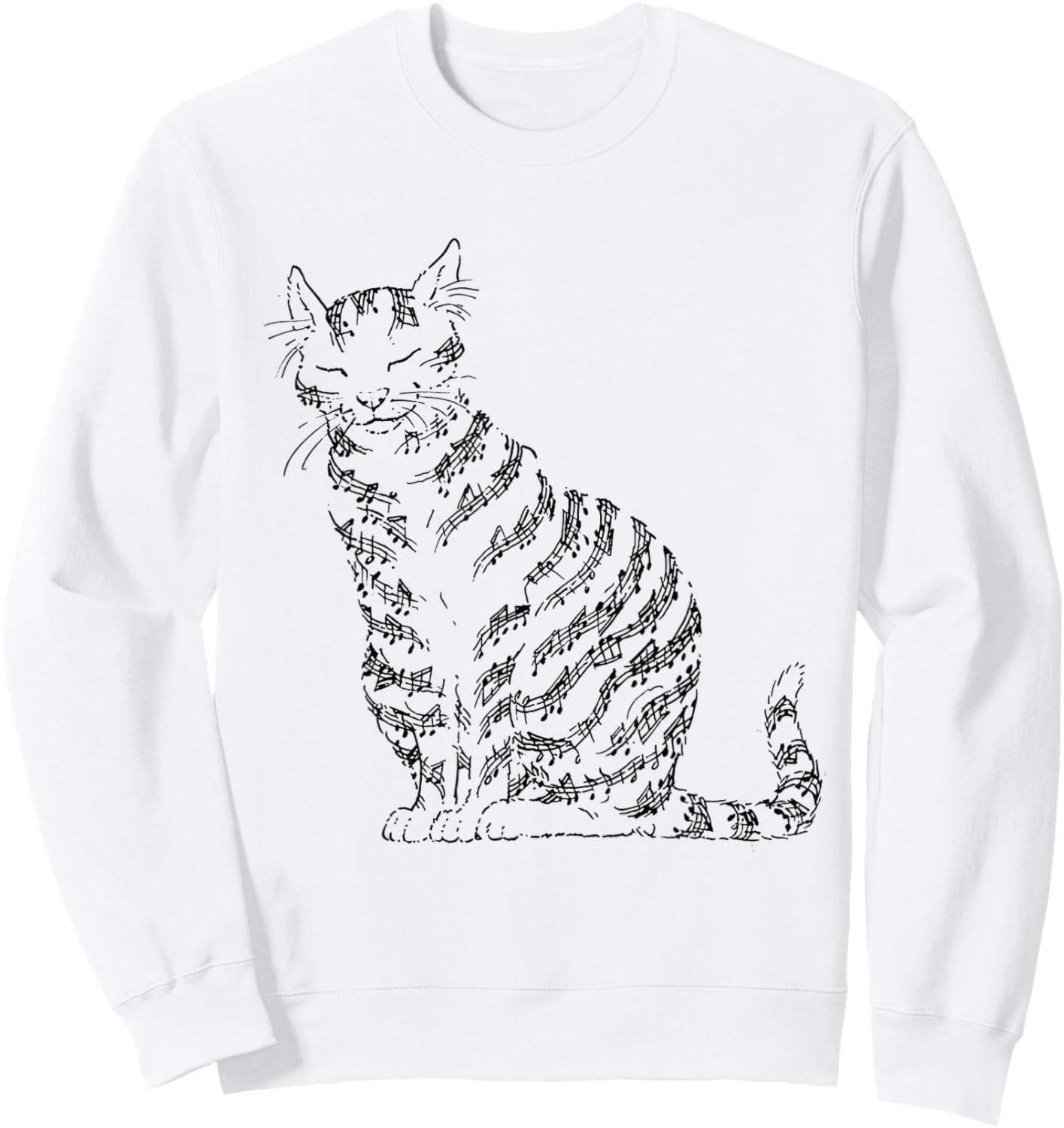 Cute Cat Kitty Playing Music Note Clef Musician Art Sweatshirt - Sweatshirt | White