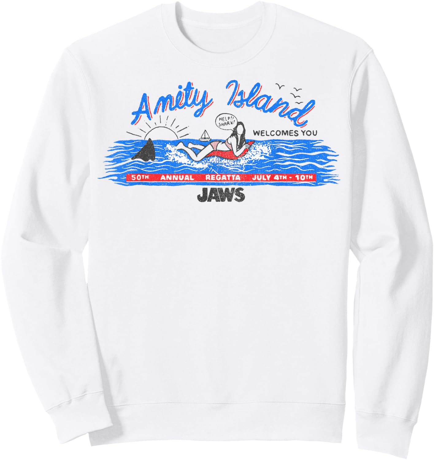 Jaws Amity Island Billboard Sweatshirt - Sweatshirt | White