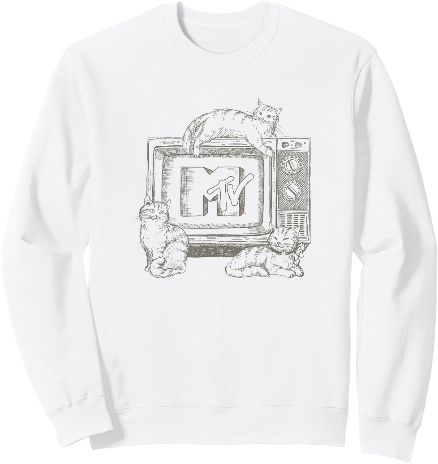 MTV Cats Lounging on TV MTV Logo Sweatshirt - Sweatshirt | White
