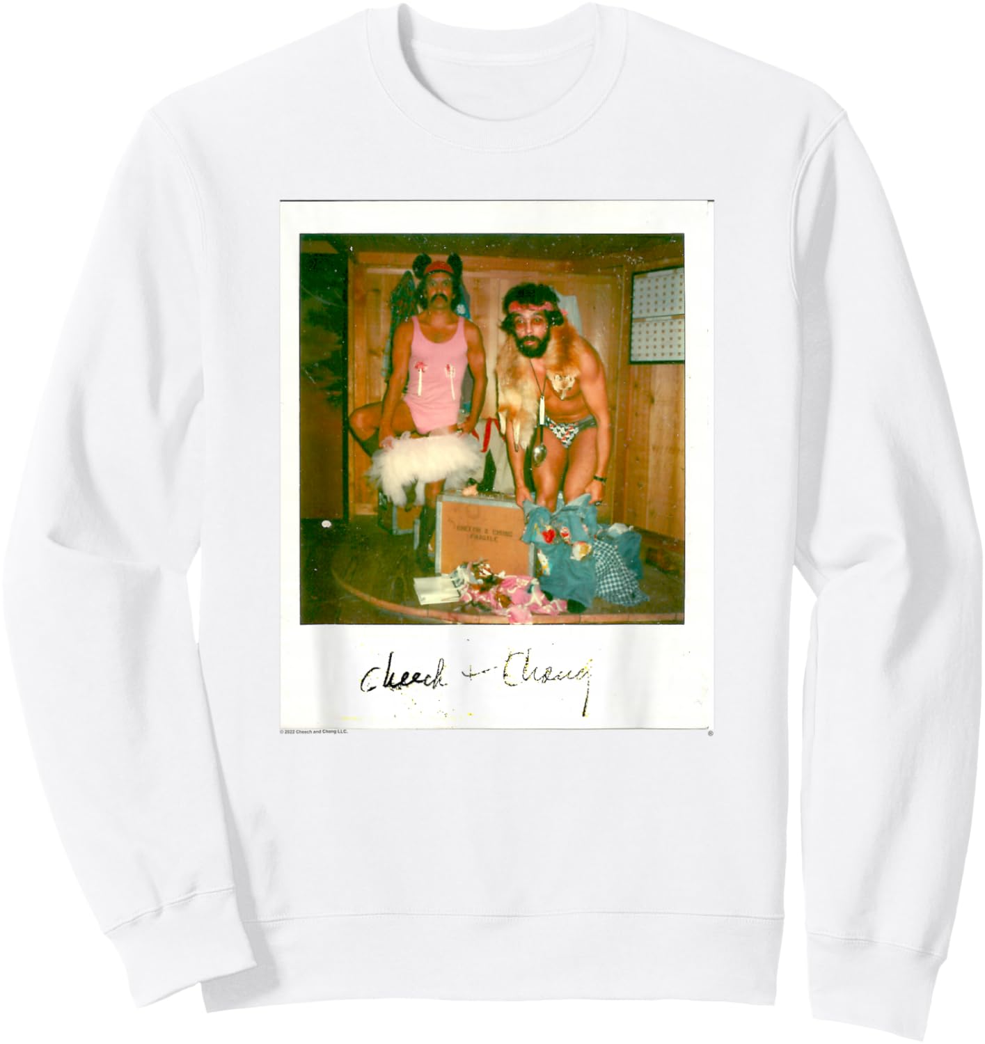 Cheech & Chong In Underwear Dressing Up Polaroid Picture Sweatshirt - Sweatshirt | White