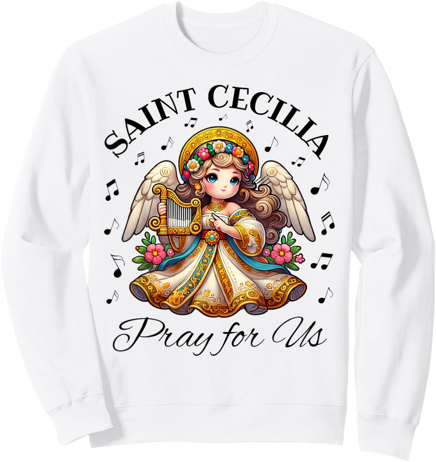 Saint Cecilia Catholic Patroness of Music and Musicians Kids Sweatshirt - Sweatshirt | White