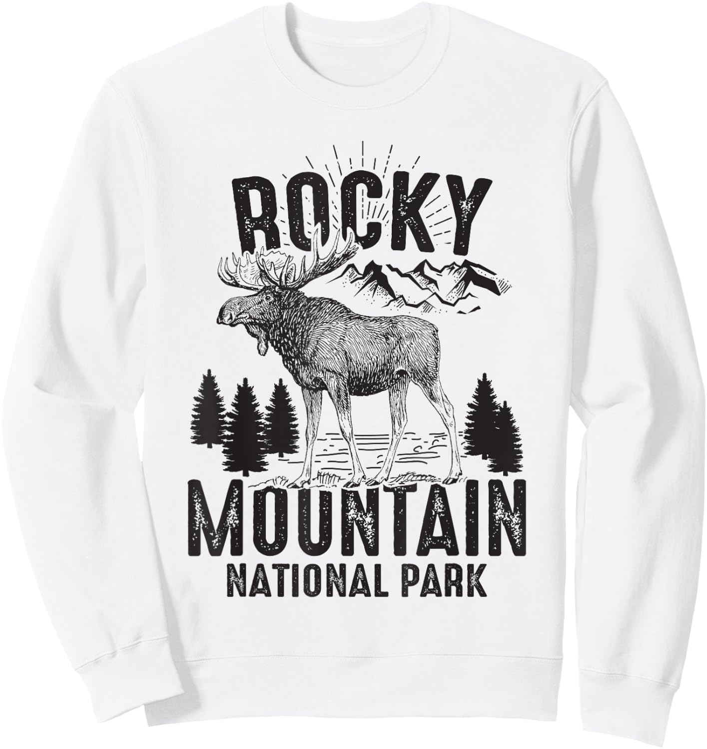 Rocky Mountains National Park Funny Moose Lover Gift Sweatshirt - Sweatshirt | White