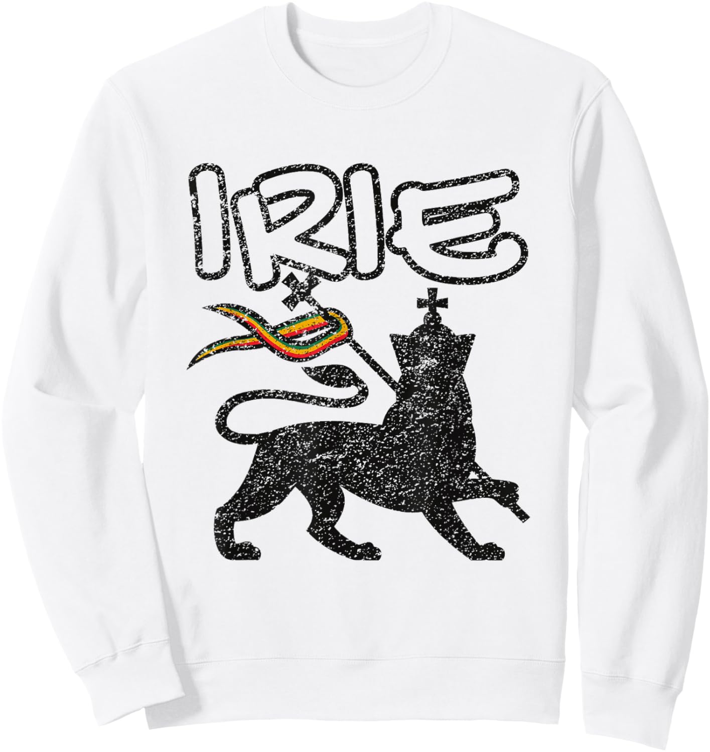 Irie Lion Of Judah Distressed Retro Vintage Reggae Sweatshirt - Sweatshirt | White