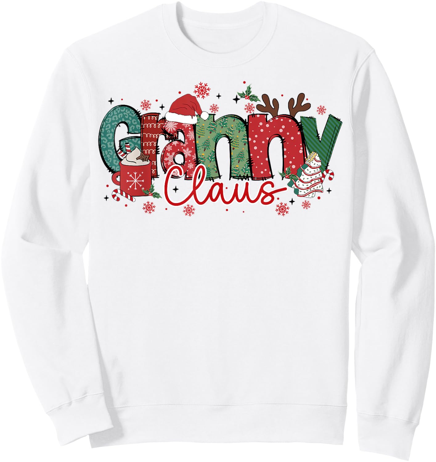 Granny Claus Christmas Pajama Santa Claus Family Matching Sweatshirt - Sweatshirt | White