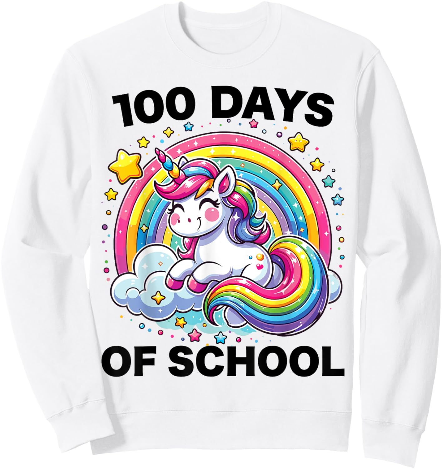 100 Days of School Unicorn Girls Teacher 100th Day of School Sweatshirt - Sweatshirt | White