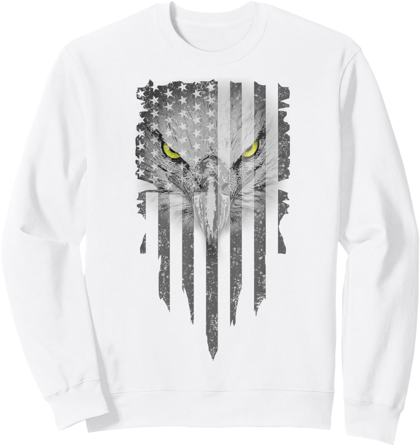 American Flag Bald Eagle Patriotic Eagle 4th of July USA Girls Kids Men Sweatshirt - Sweatshirt | White