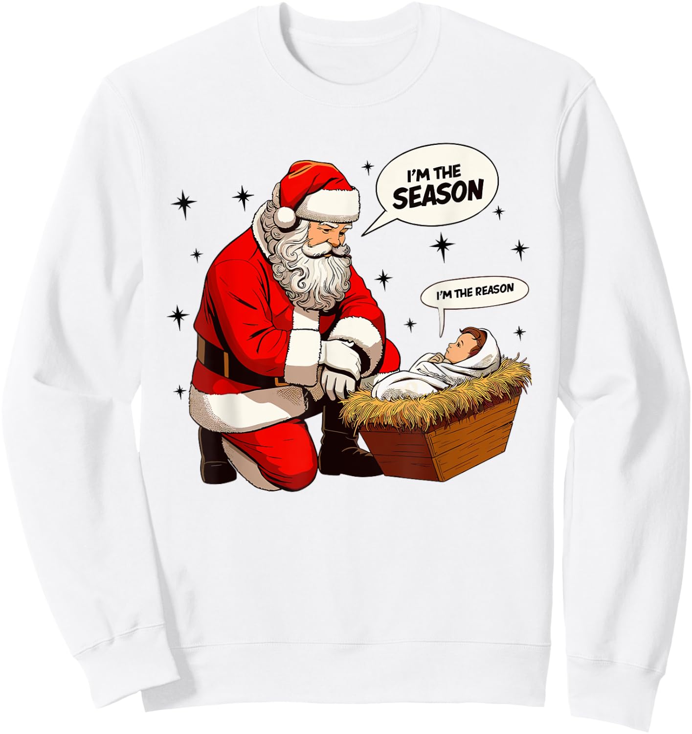 Christmas Jesus Is The Reason For The Season Christian Santa Sweatshirt - Sweatshirt | White