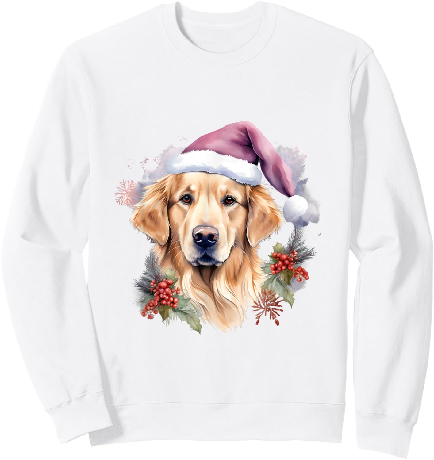 Golden Retriever Lavender Christmas Winter Dog Sweatshirt - Sweatshirt | White