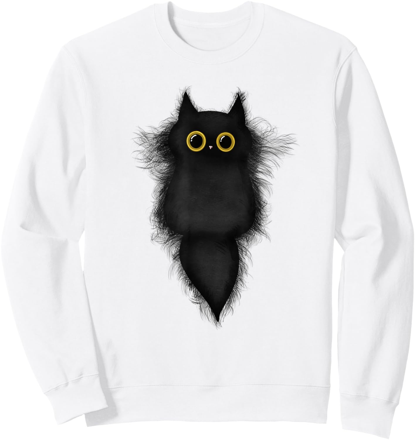 Cute Funny Black Cat Yellow Eyes Cat Lover Cat Mom Cat Dad Sweatshirt - Sweatshirt | White