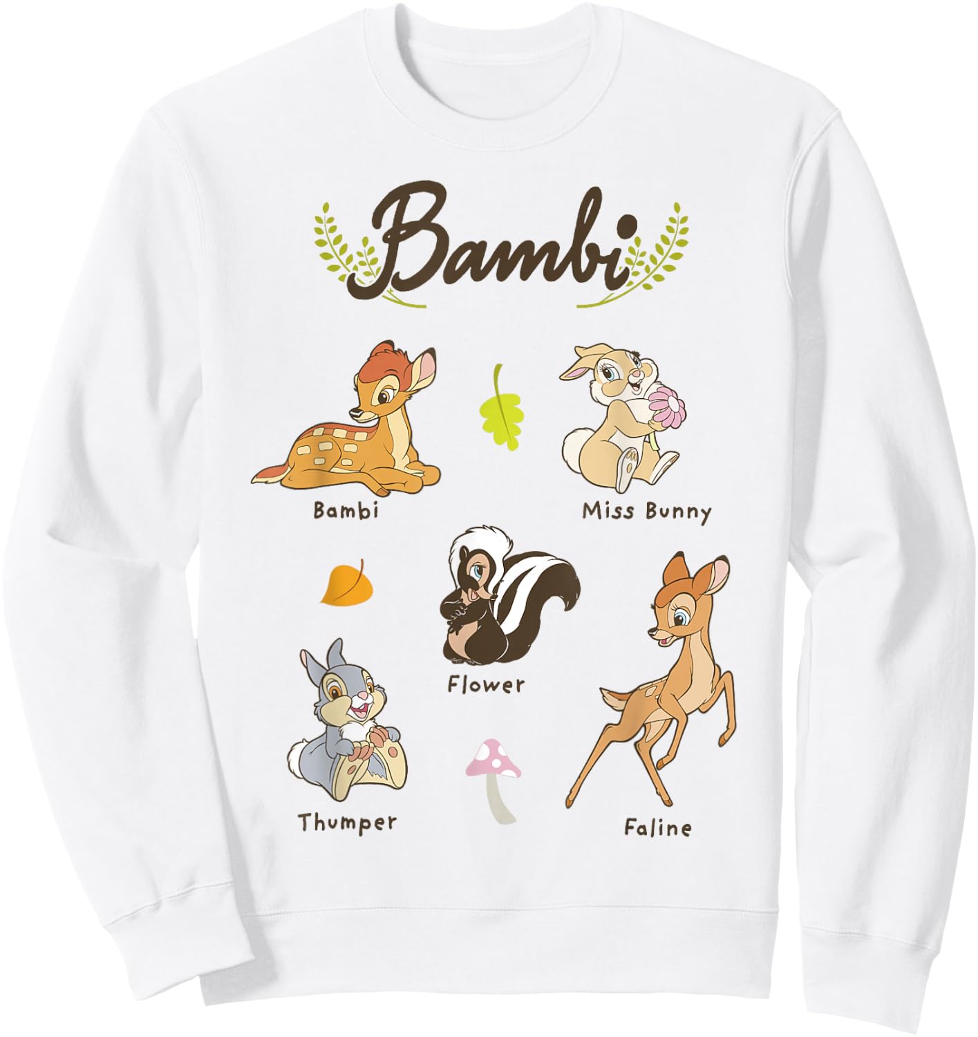 Disney Bambi Vintage Movie Characters Textbook Display Sweatshirt - Sweatshirt | White