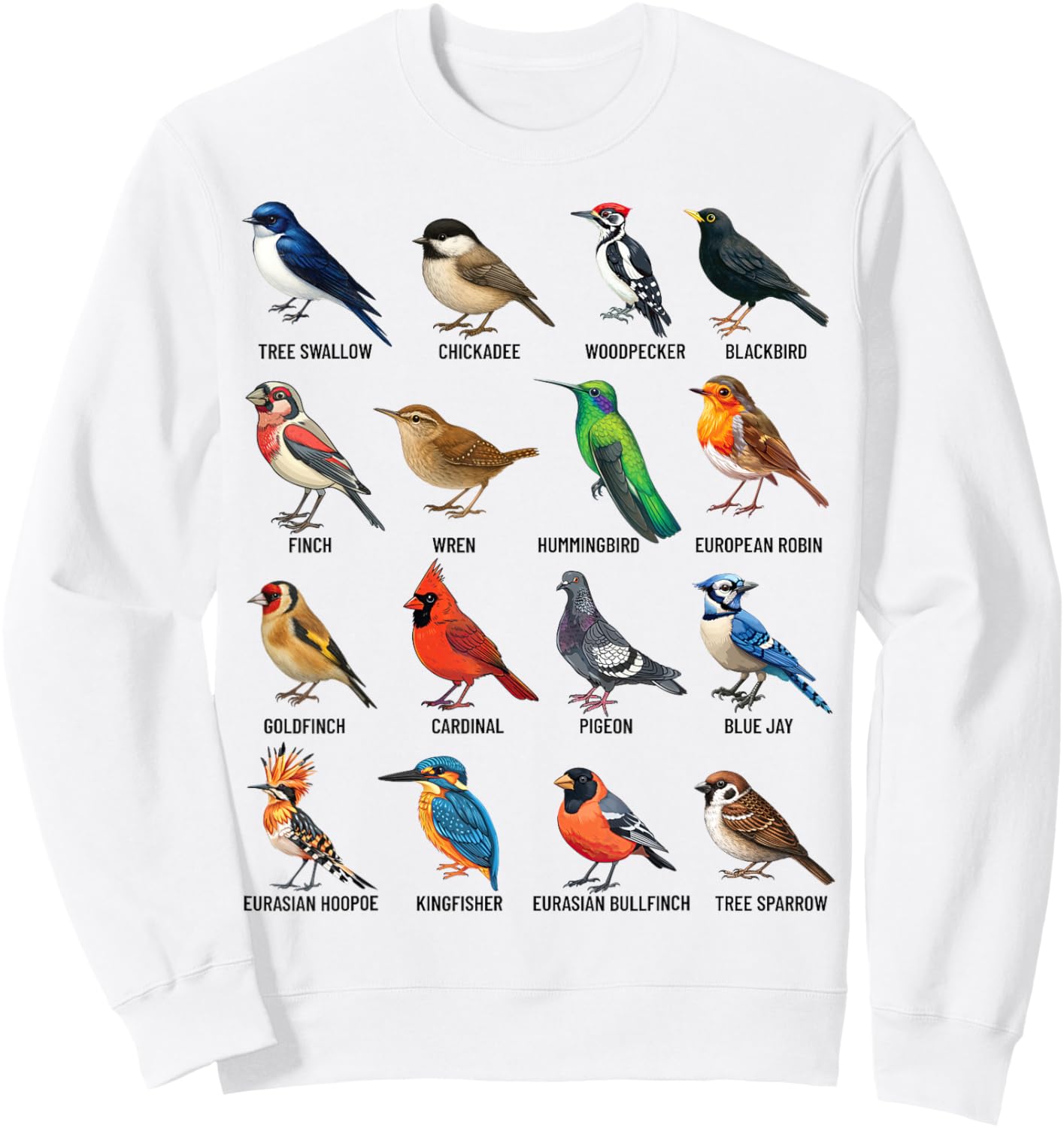 Garden Birds Ornithology Nature Educational Boys Girls Kids Sweatshirt - Sweatshirt | White