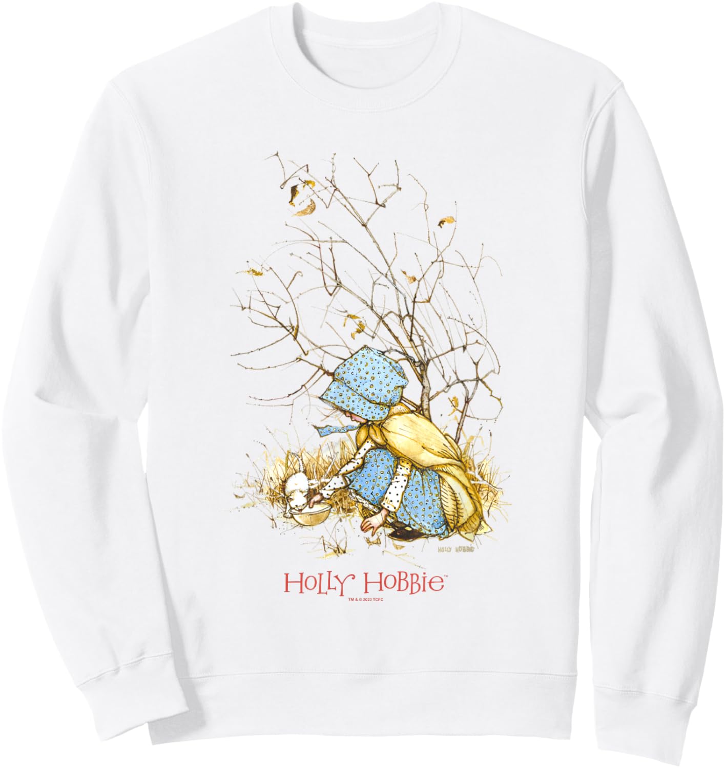 Holly Hobbie Vintage Christmas Kitten Sweet Winter Scene Sweatshirt - Sweatshirt | White