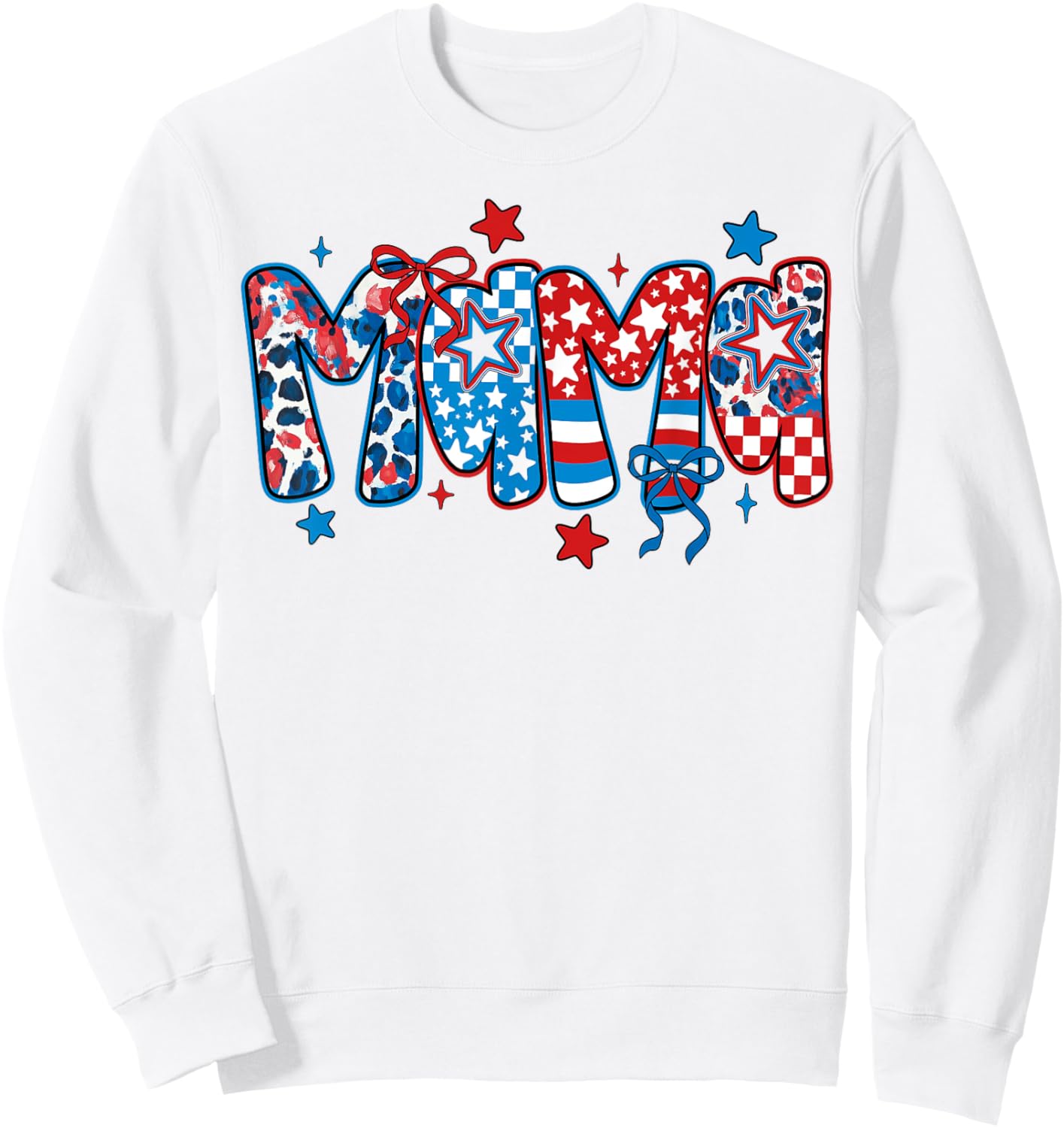 4th Of July Mama Mom Women Coquette Patriotic USA Mama Sweatshirt - Sweatshirt | White