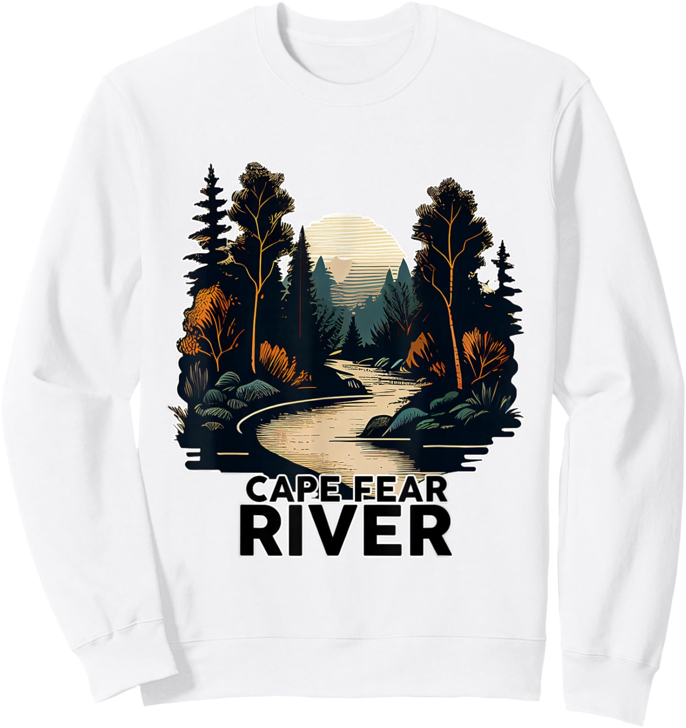 Cape Fear River Retro Minimalist River Cape Fear Sweatshirt - Sweatshirt | White