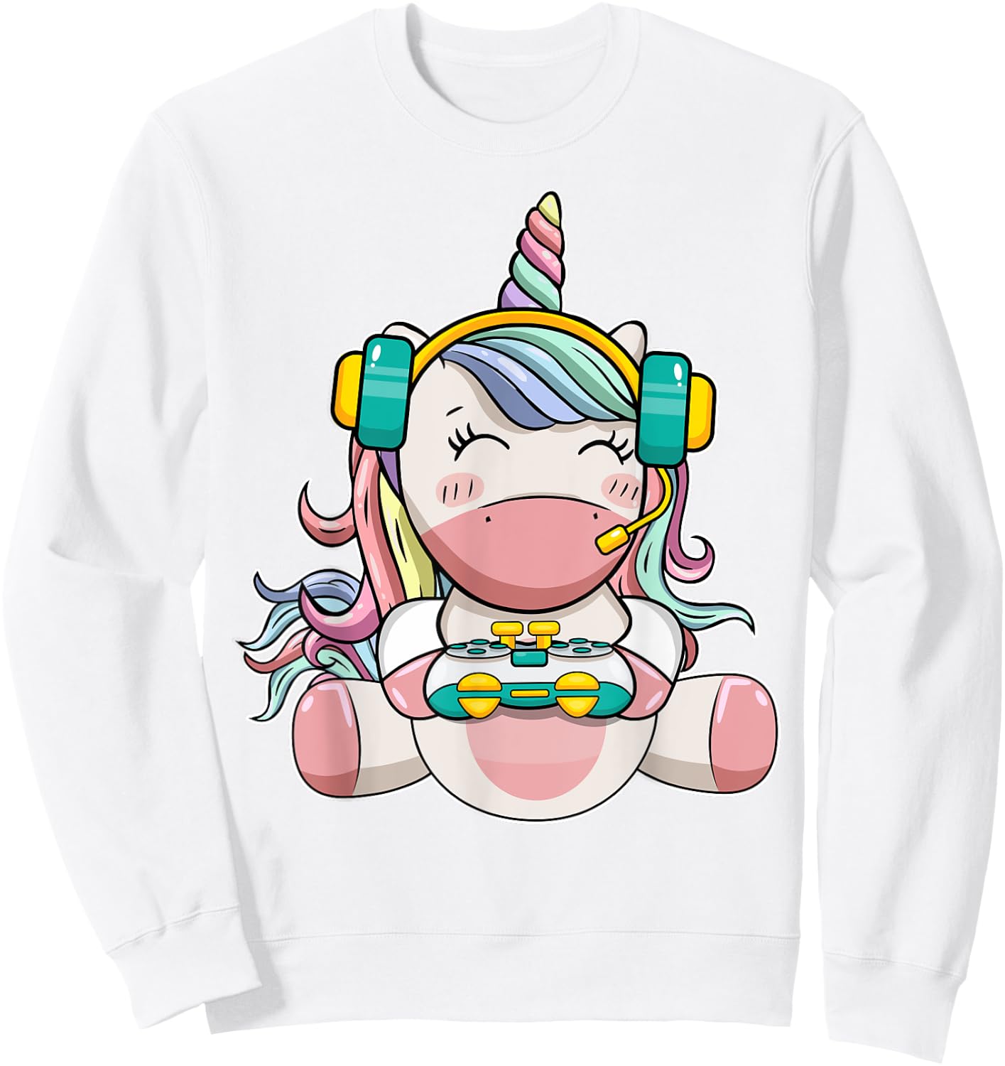 Gamer Girl Unicorn Gaming Cute Video Game Women Kids Girls Sweatshirt - Sweatshirt | White