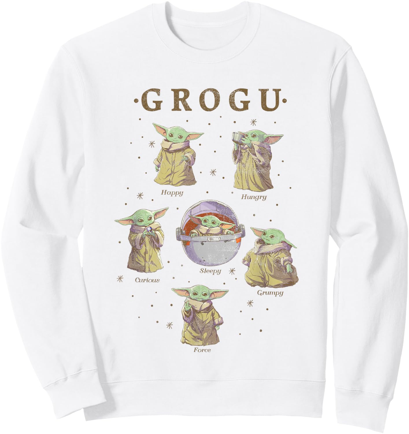 Star Wars: The Mandalorian Grogu Moods Of The Child Vintage Sweatshirt - Sweatshirt | White