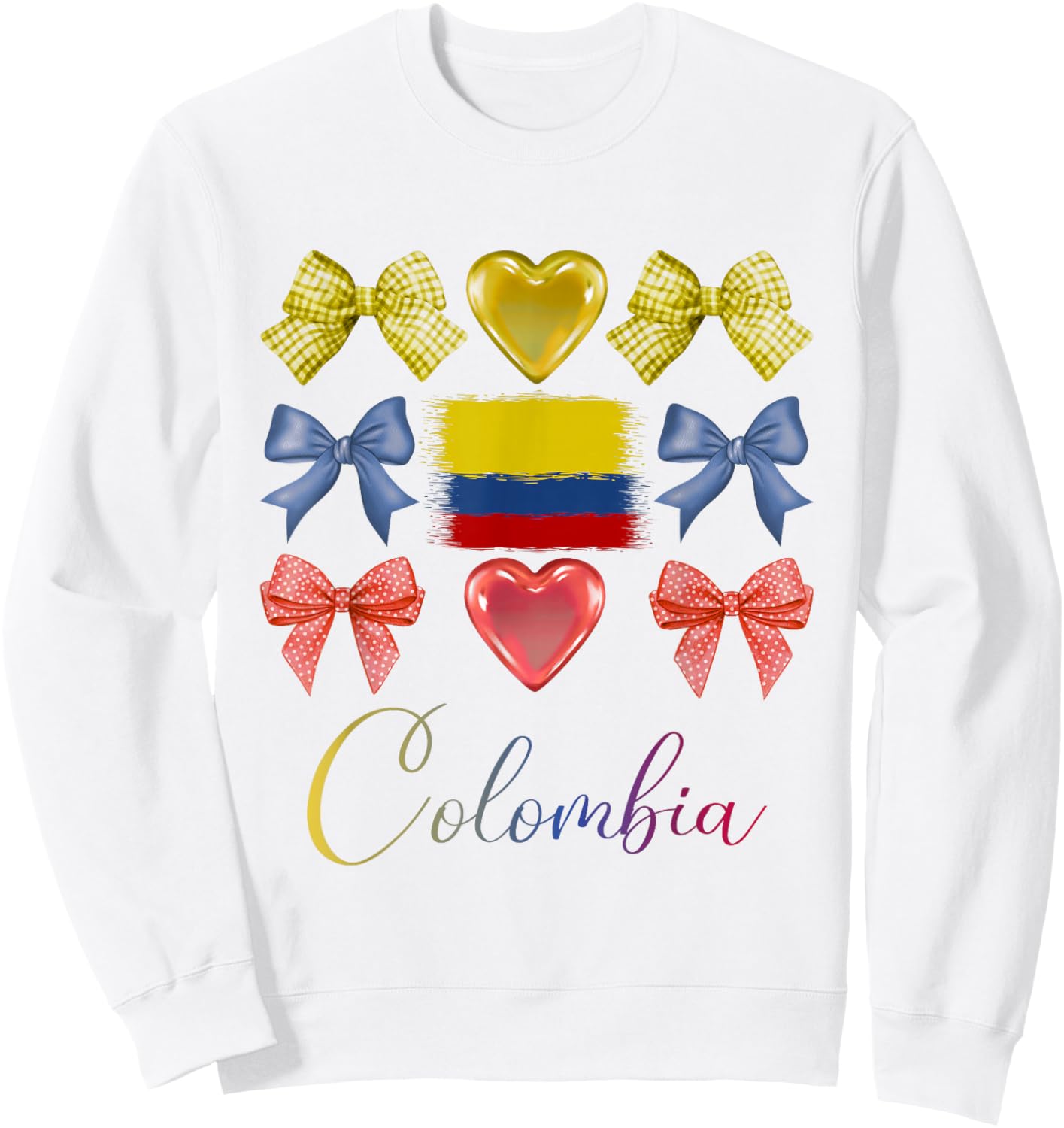 Colombian Bows Pride Roots Latina Women Girls Colombia Bow Sweatshirt - Sweatshirt | White