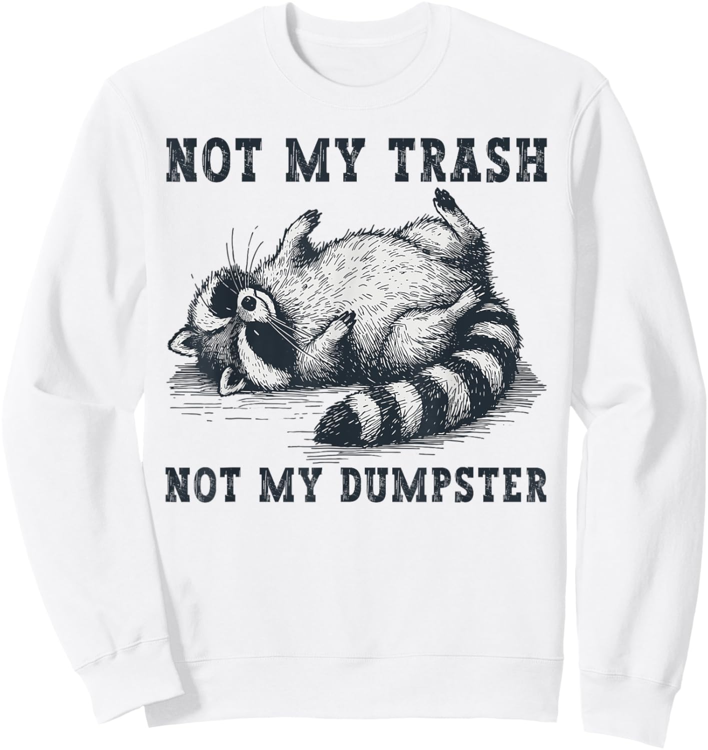 Not My Trash Not My Dumpster Funny Raccoon Lover Quote Humor Sweatshirt - Sweatshirt | White