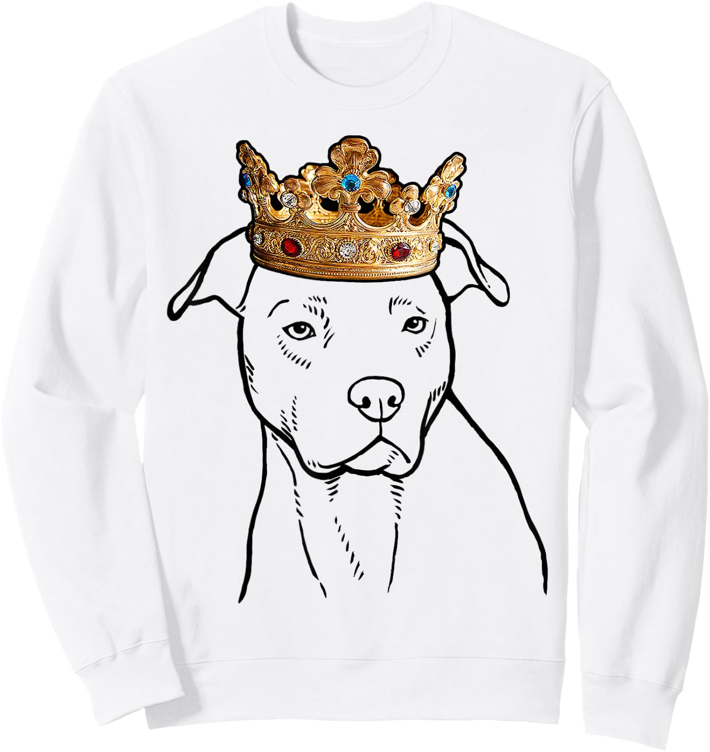 American Pit Bull Terrier Dog Wearing Crown Sweatshirt - Sweatshirt | White
