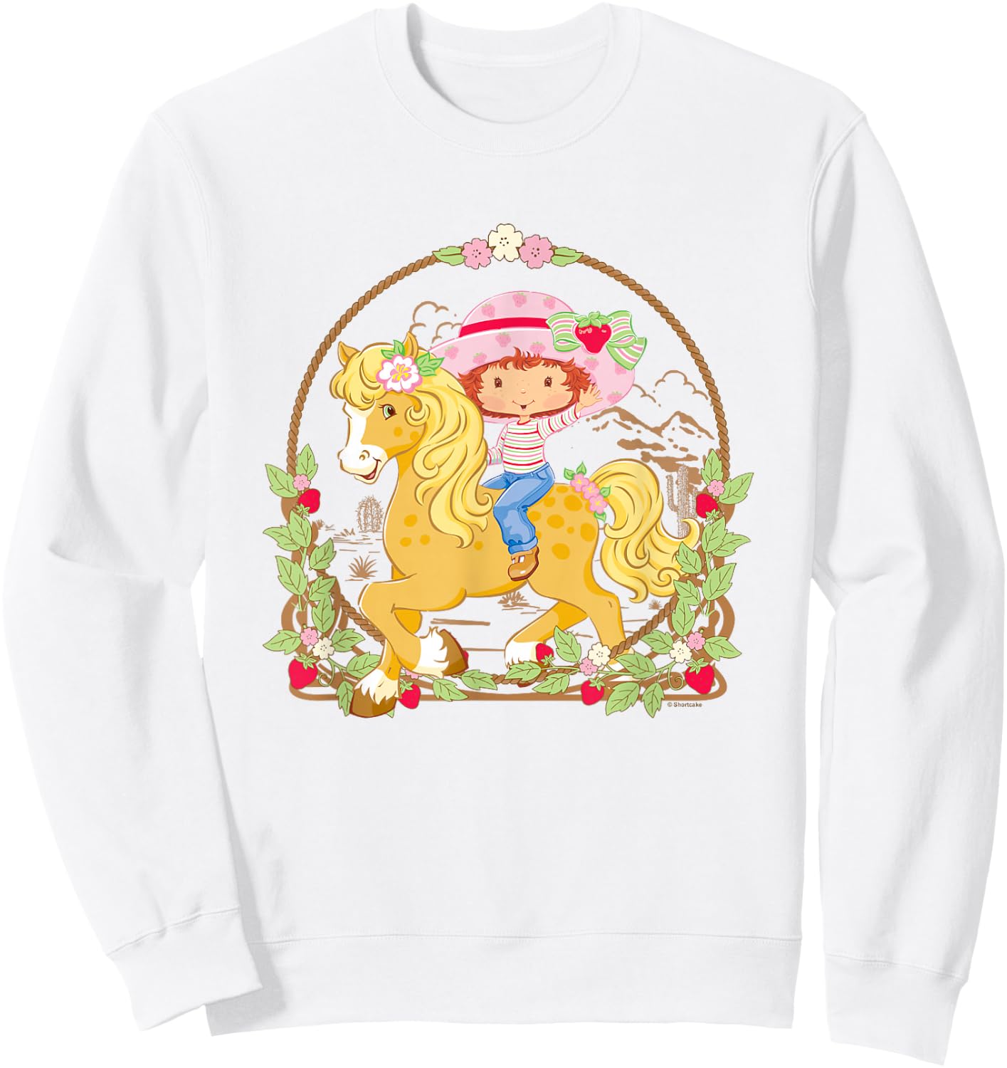 Strawberry Shortcake Cute Berry Country Retro Chest Frame Sweatshirt - Sweatshirt | White