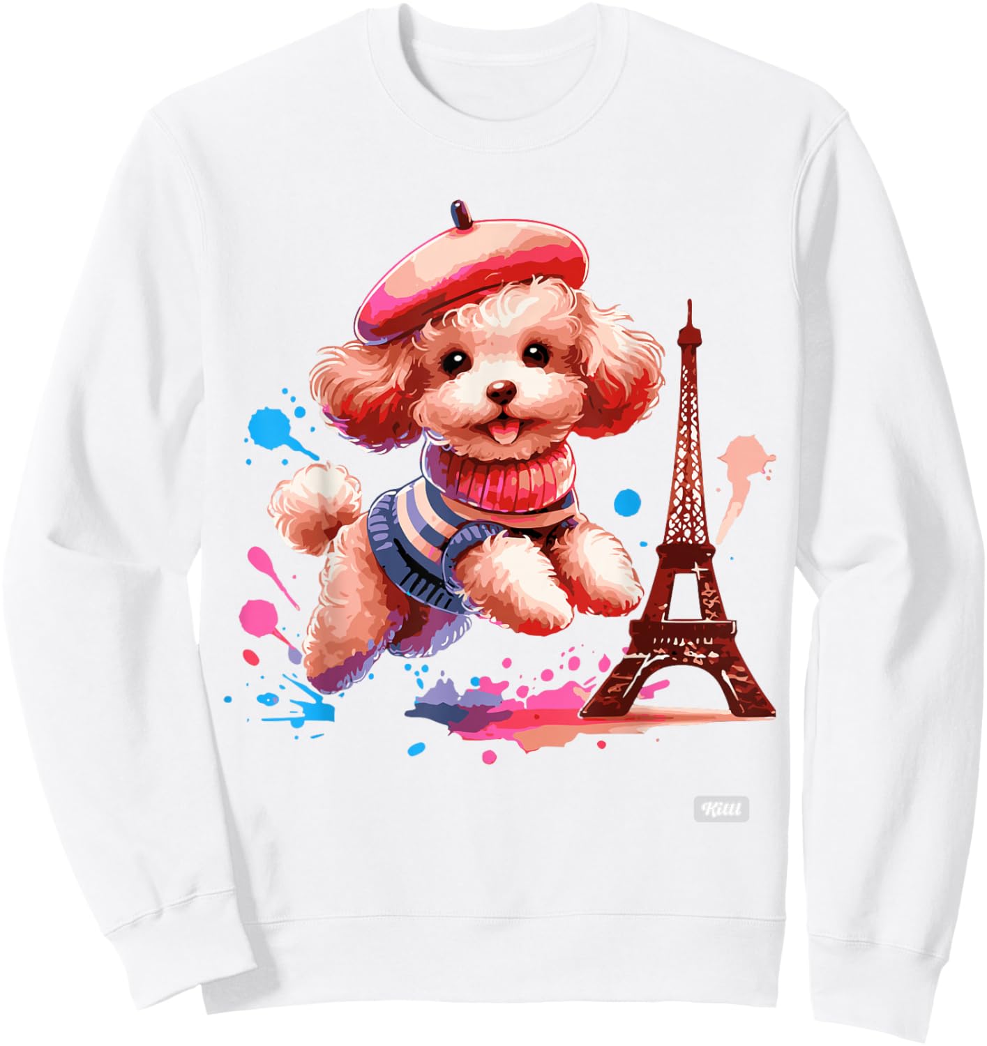 French Paris Eiffel Tower Fashion Toy Poodle Paris Puppy Sweatshirt - Sweatshirt | White