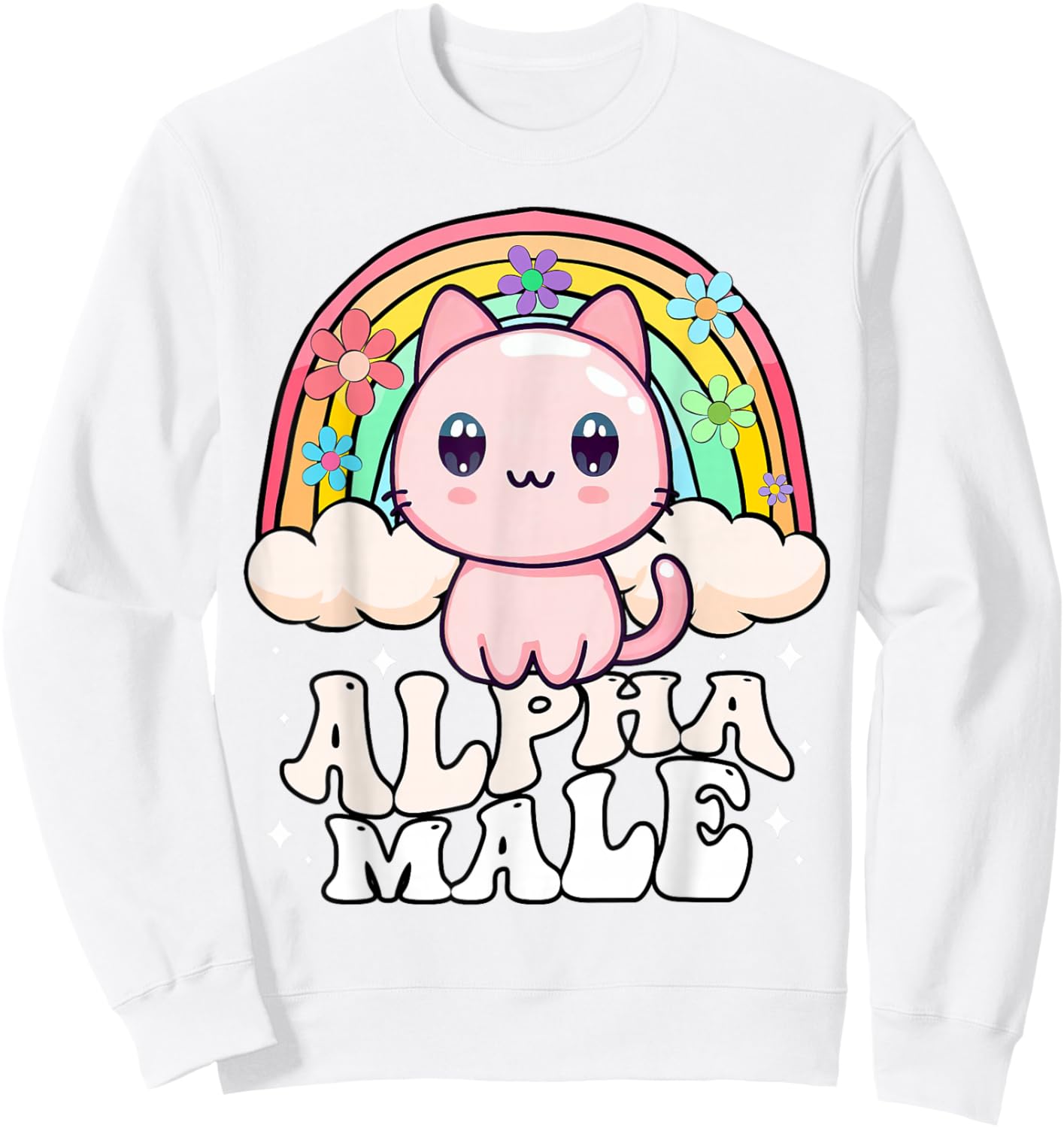 Alpha Male Cat Kitten Rainbow Sweatshirt - Sweatshirt | White
