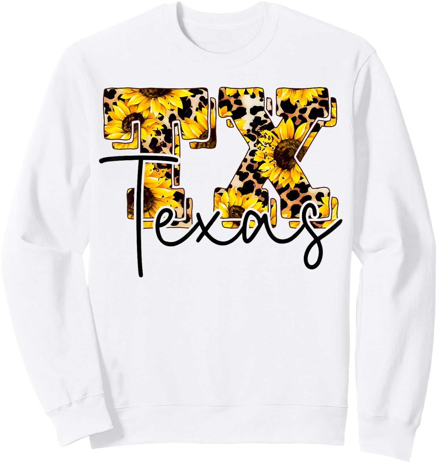 Texas Sunflower Leopard Print Gift Sweatshirt - Sweatshirt | White