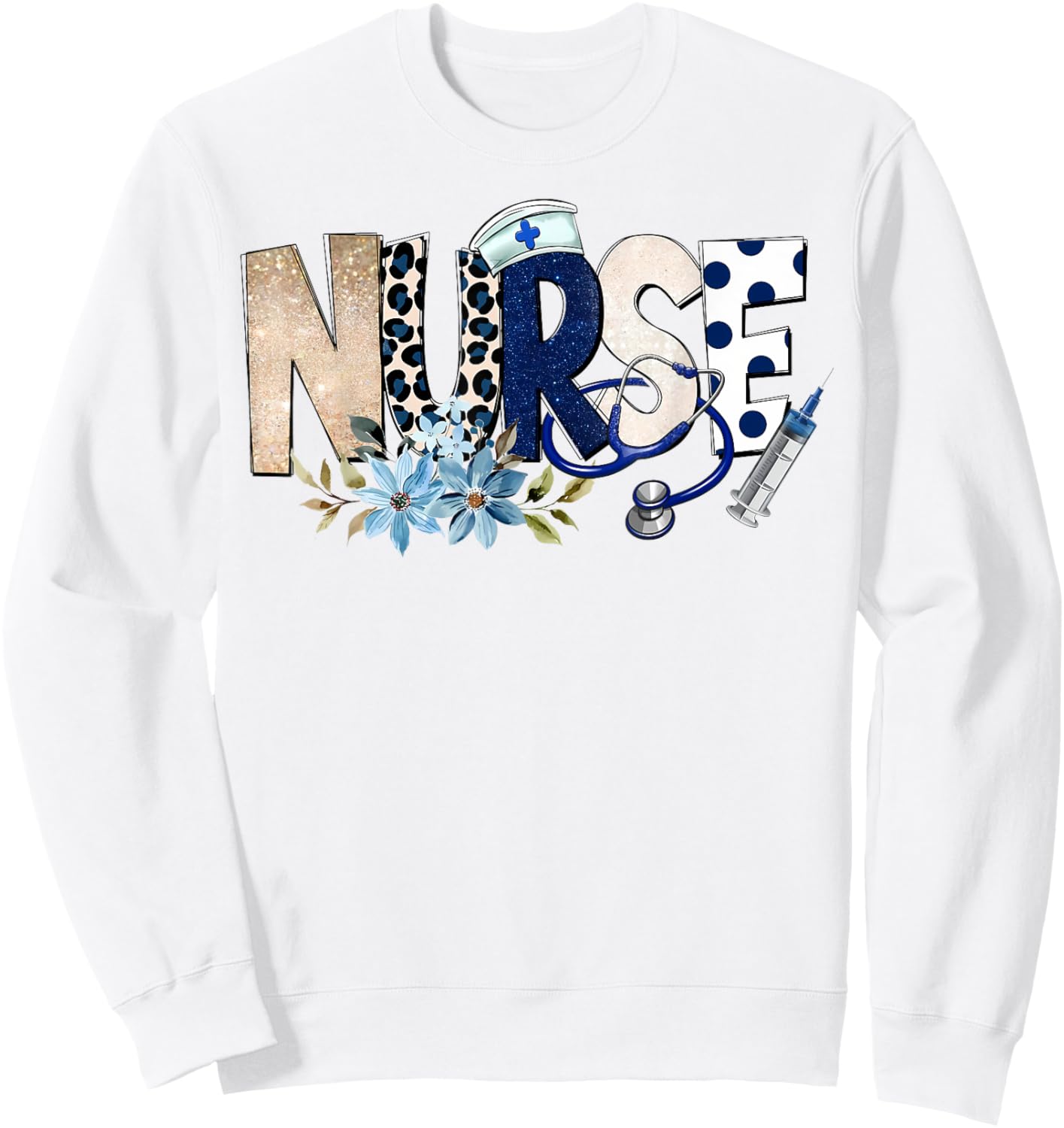 Nurse Life Floral Flowers Sweatshirt - Sweatshirt | White