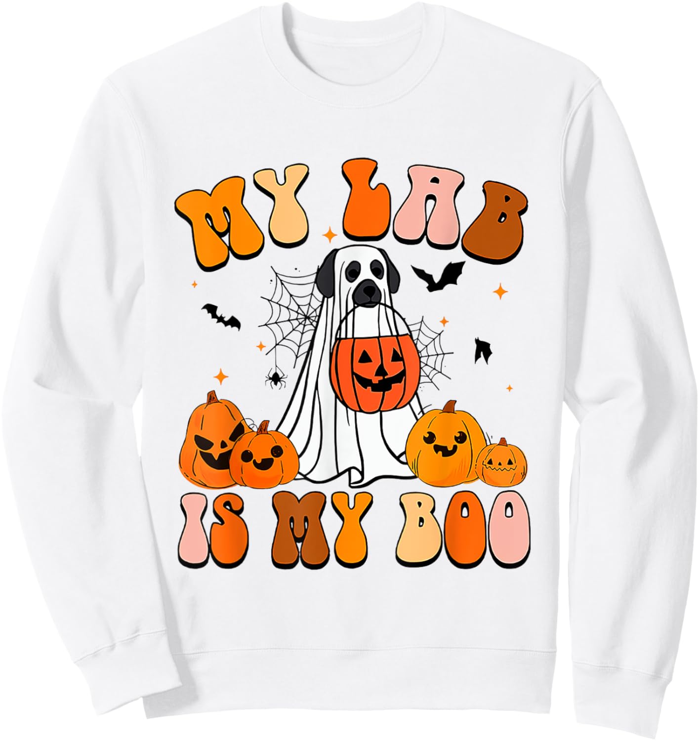 My Lab Is My Boo Dog Ghost Dog Halloween Retro Labrador Mama Sweatshirt - Sweatshirt | White