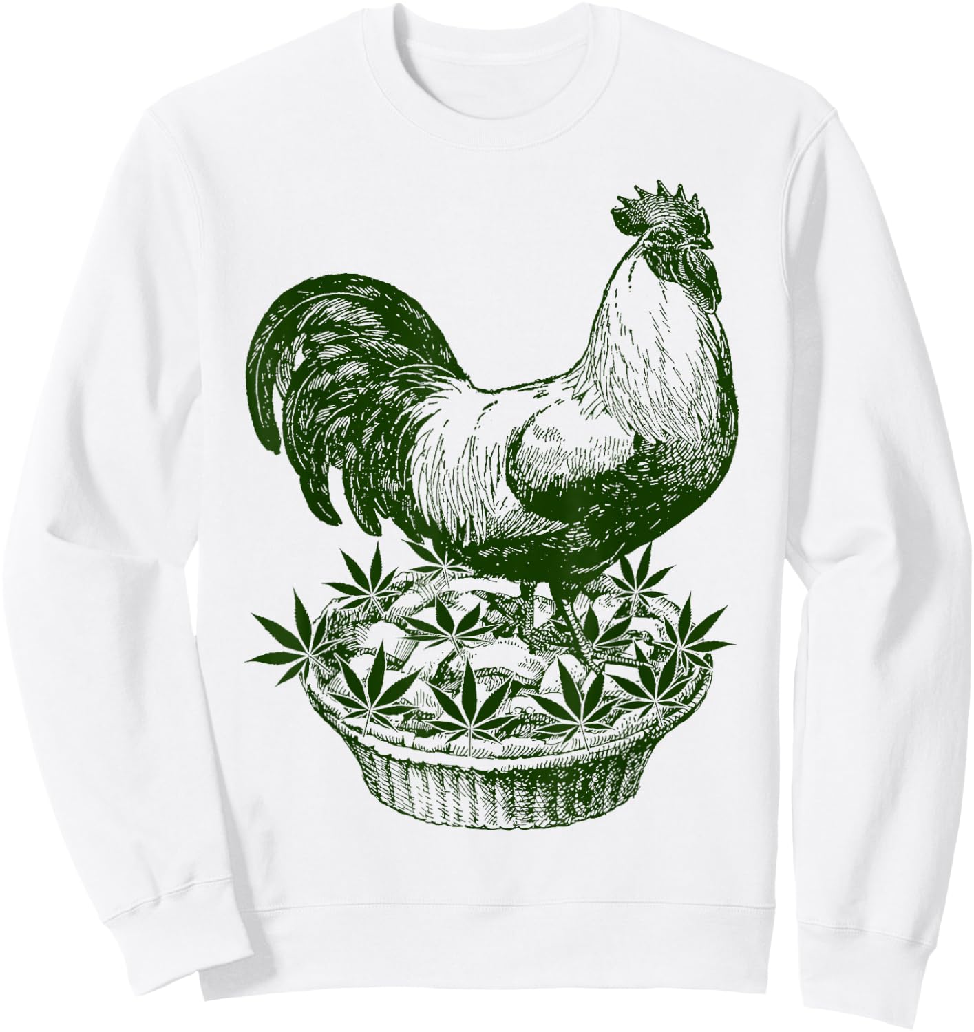 420 Designs Time By Big Ray Designs Women's Marijuana Themed Chicken Pot Pie design Sweatshirt - Sweatshirt | White