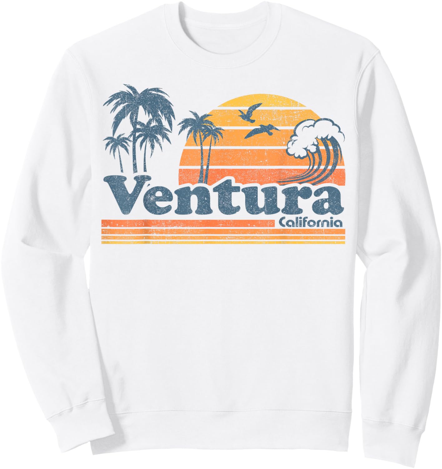Ventura California Beach Vacation Cute Vintage Cali Retro Sweatshirt - Sweatshirt | White