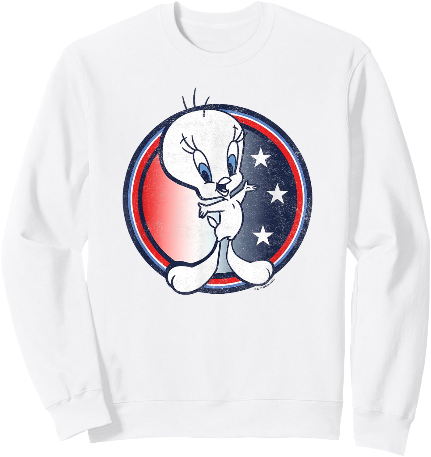 Looney Tunes Tweety Bird Fourth Of July Americana Circle Sweatshirt - Sweatshirt | White