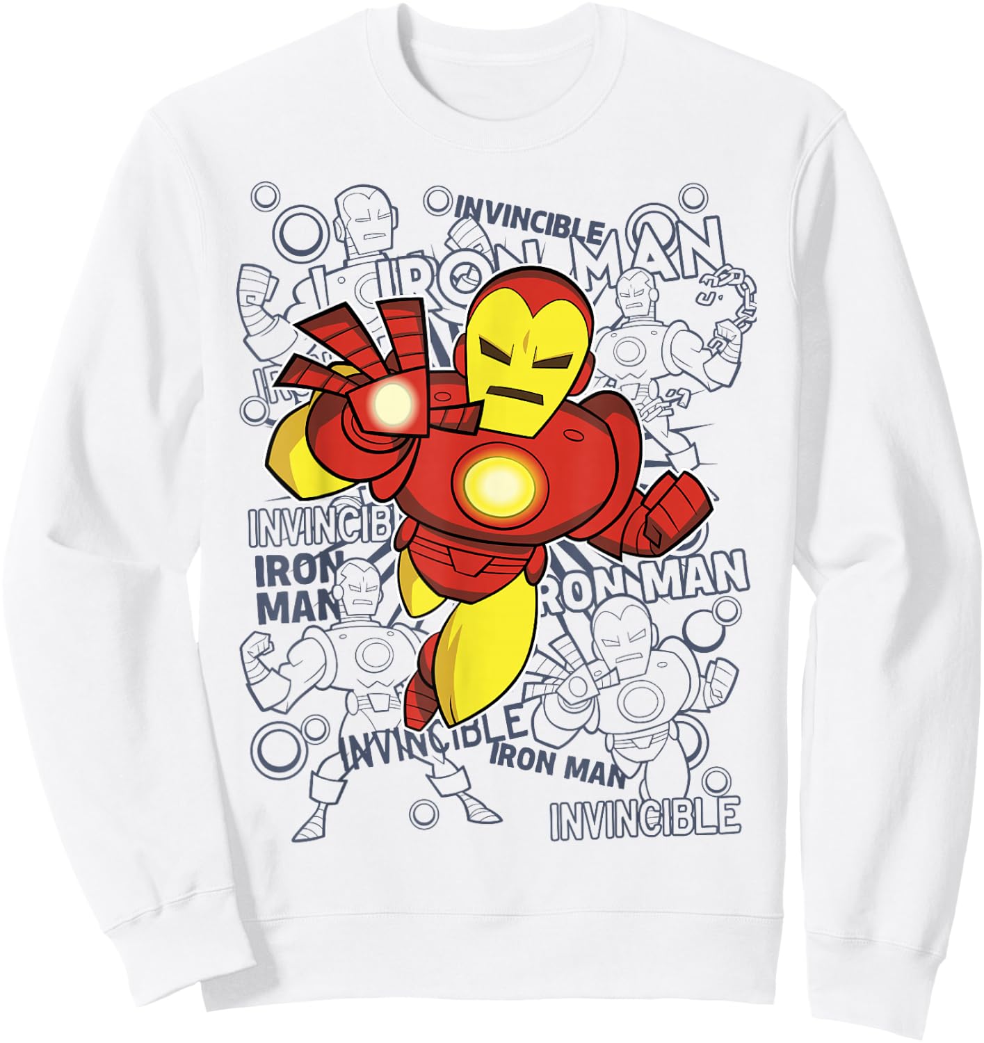 Marvel Iron Man Retro Portrait Sketch Background Sweatshirt - Sweatshirt | White