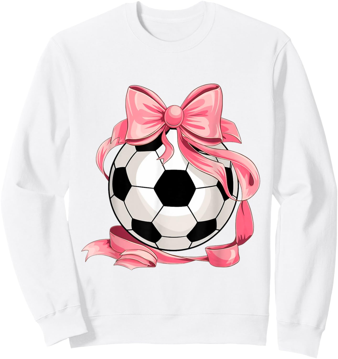 Cute Pink Bow Coquette Ball Soccer Girl Aesthetic Player Mom Sweatshirt - Sweatshirt | White