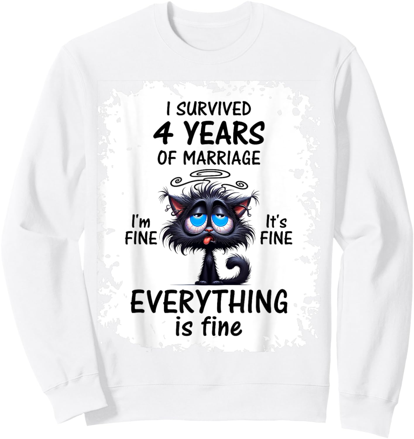 Linen Wedding I Survived 4 Years Of Marriage Sweatshirt - Sweatshirt | White