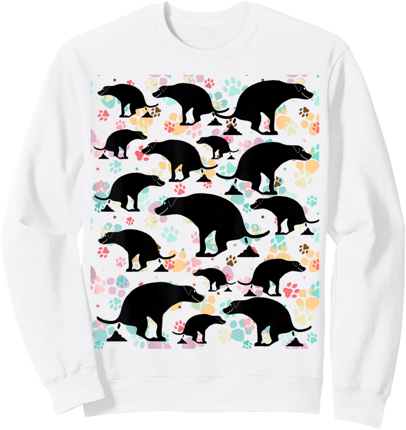 Cute Pooping Dog Pattern Delights Sweatshirt - Sweatshirt | White