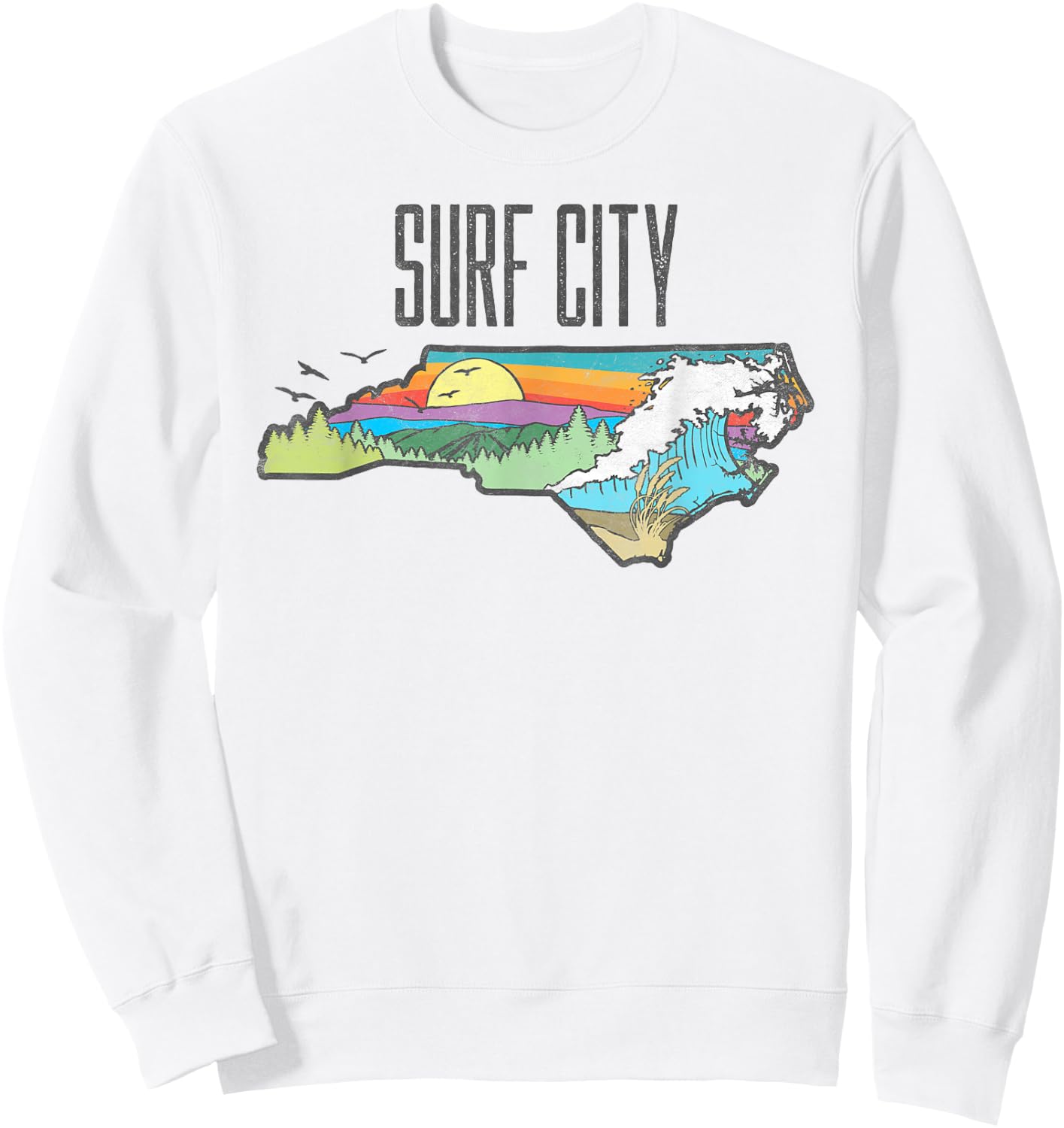 Surf City State of North Carolina Outdoors Graphic Sweatshirt - Sweatshirt | White