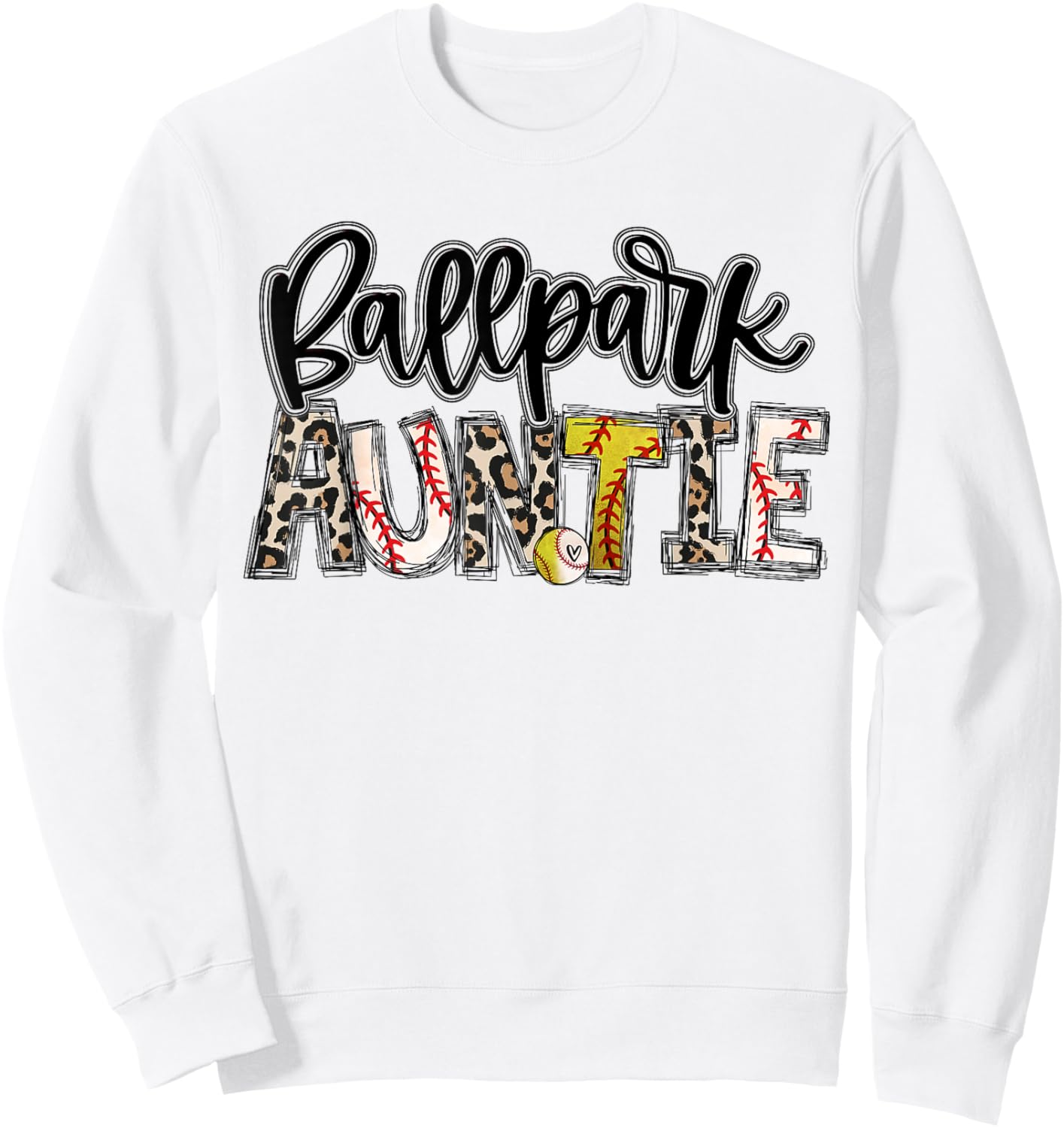 BallPark Auntie Softball Baseball Aunt Baller Mother's Day Sweatshirt - Sweatshirt | White