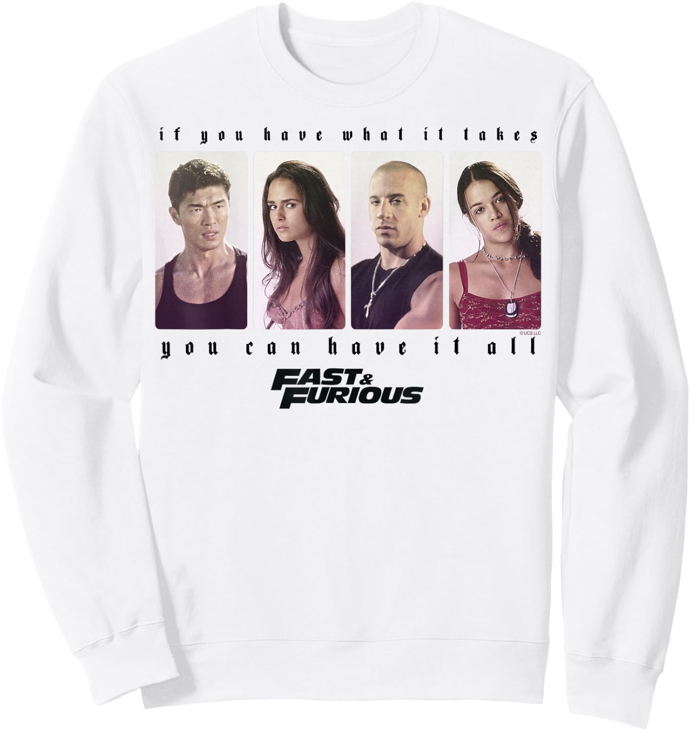 Fast & Furious You Can Have It All Group Shot Panels Sweatshirt - Sweatshirt | White