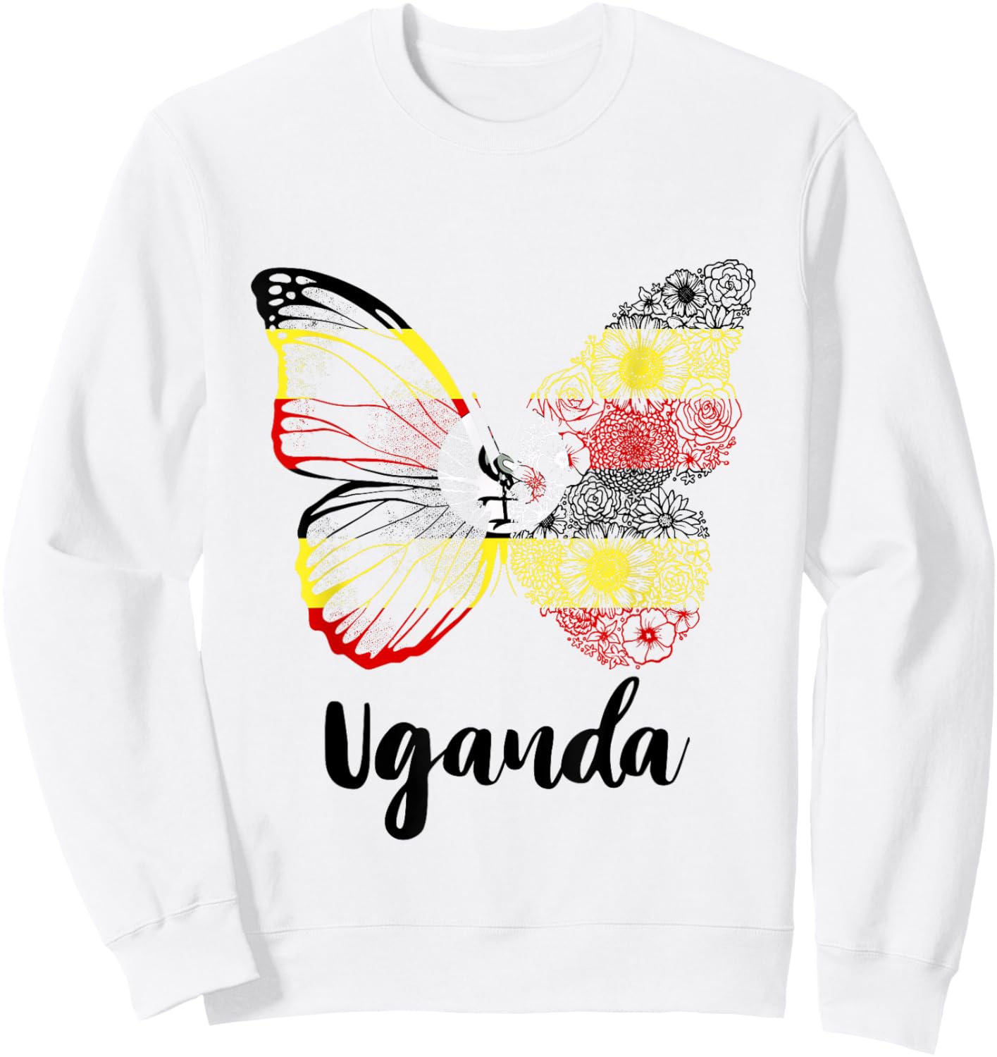 Uganda Butterfly Ugandan Pride Ugandan Flag Ugandan Roots Sweatshirt - Sweatshirt | White