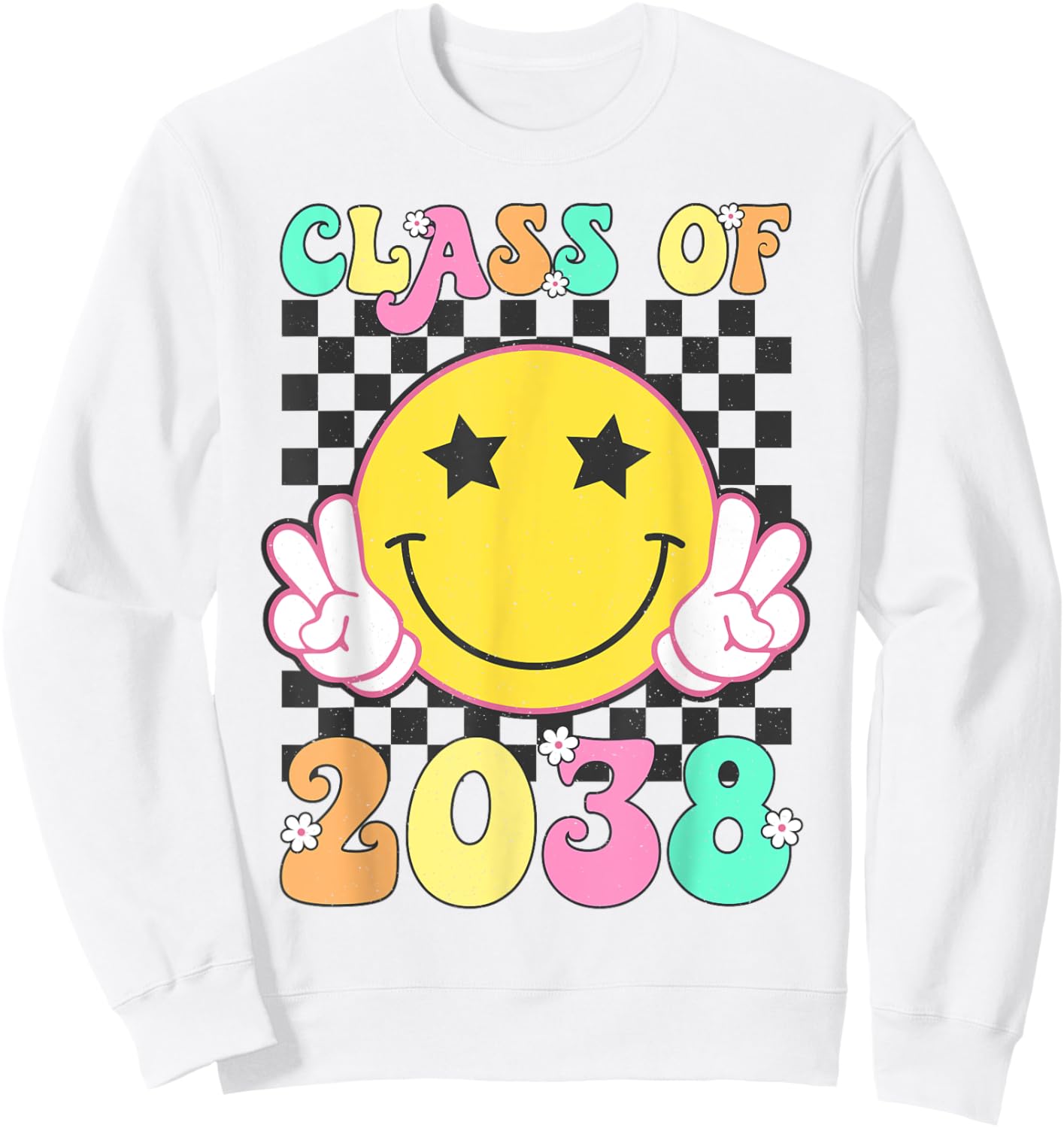 Retro Class of 2038 Grow With Me Back to School Kindergarten Sweatshirt - Sweatshirt | White