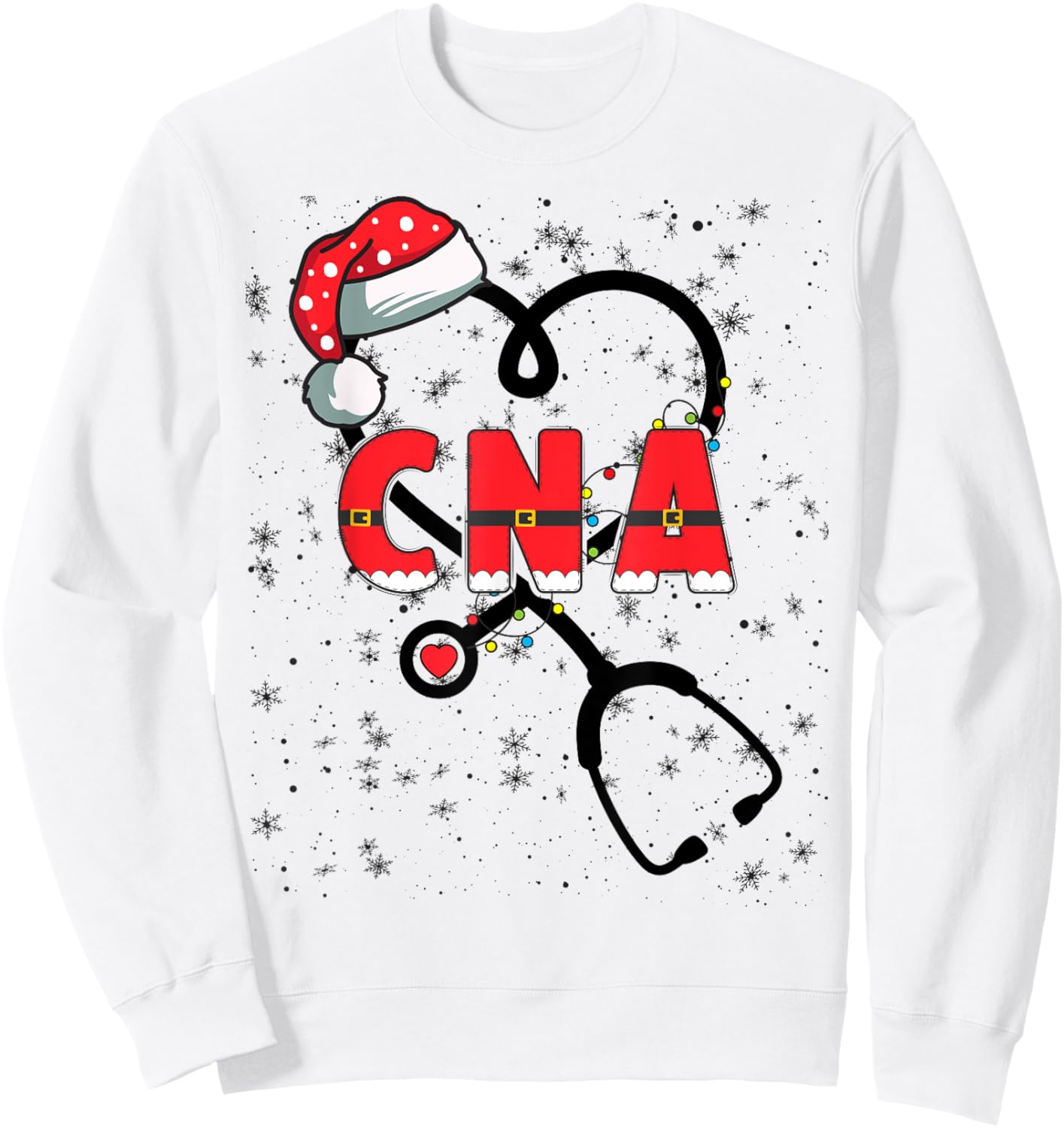 CNA Christmas Heart Certified Nursing Assistant Xmas Party Sweatshirt - Sweatshirt | White