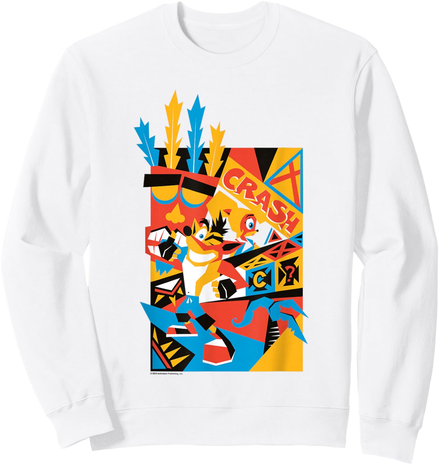 Crash Bandicoot Retro Nineties Crash Aku Aku Graffiti Badge Sweatshirt - Sweatshirt | White