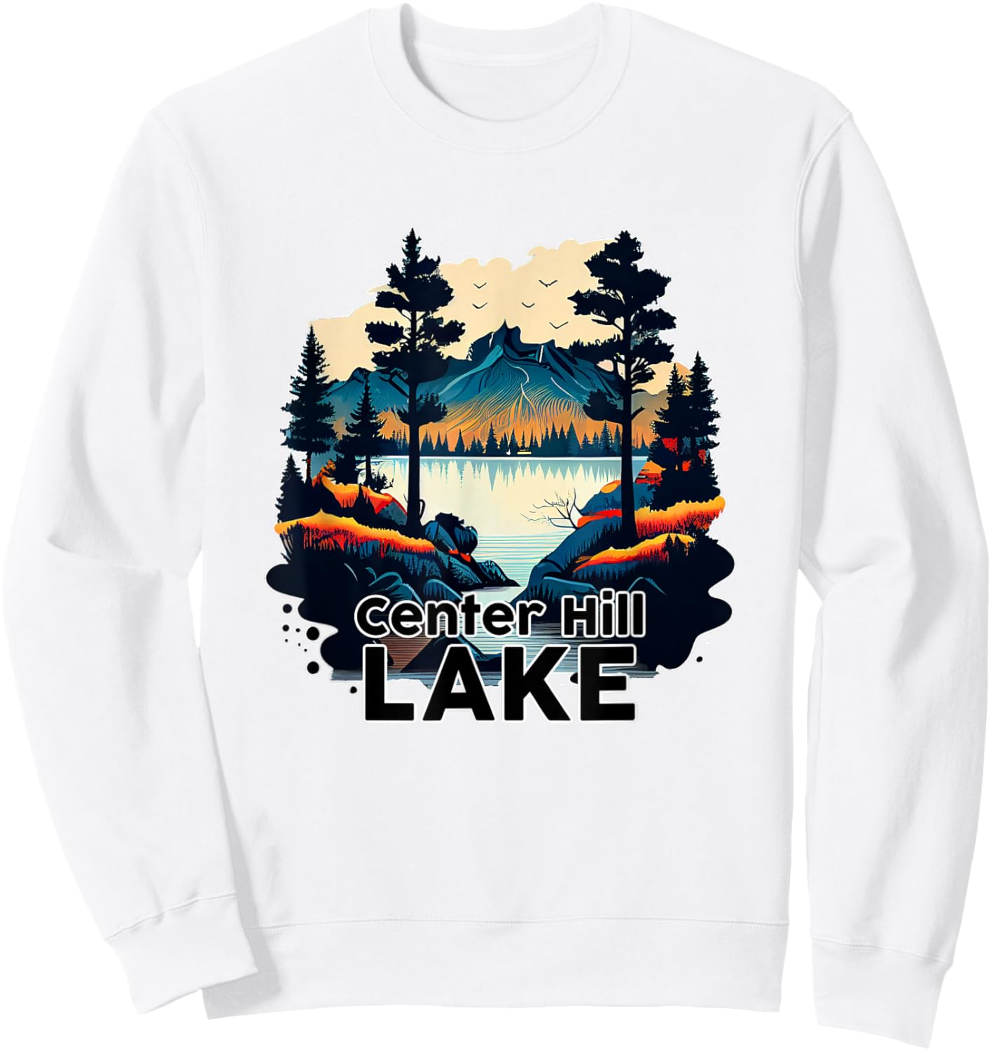 Center Hill Lake Retro Minimalist Lake Center Hill Sweatshirt - Sweatshirt | White