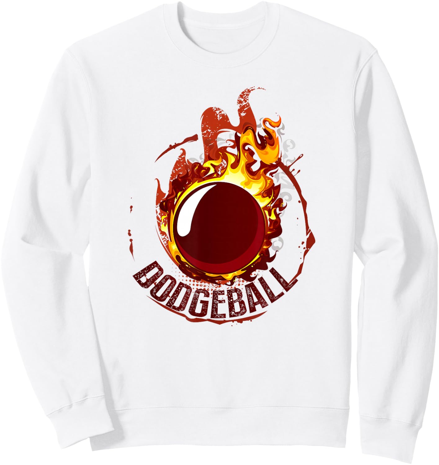 Dodgeball Ball on Fire Sweatshirt - Sweatshirt | White