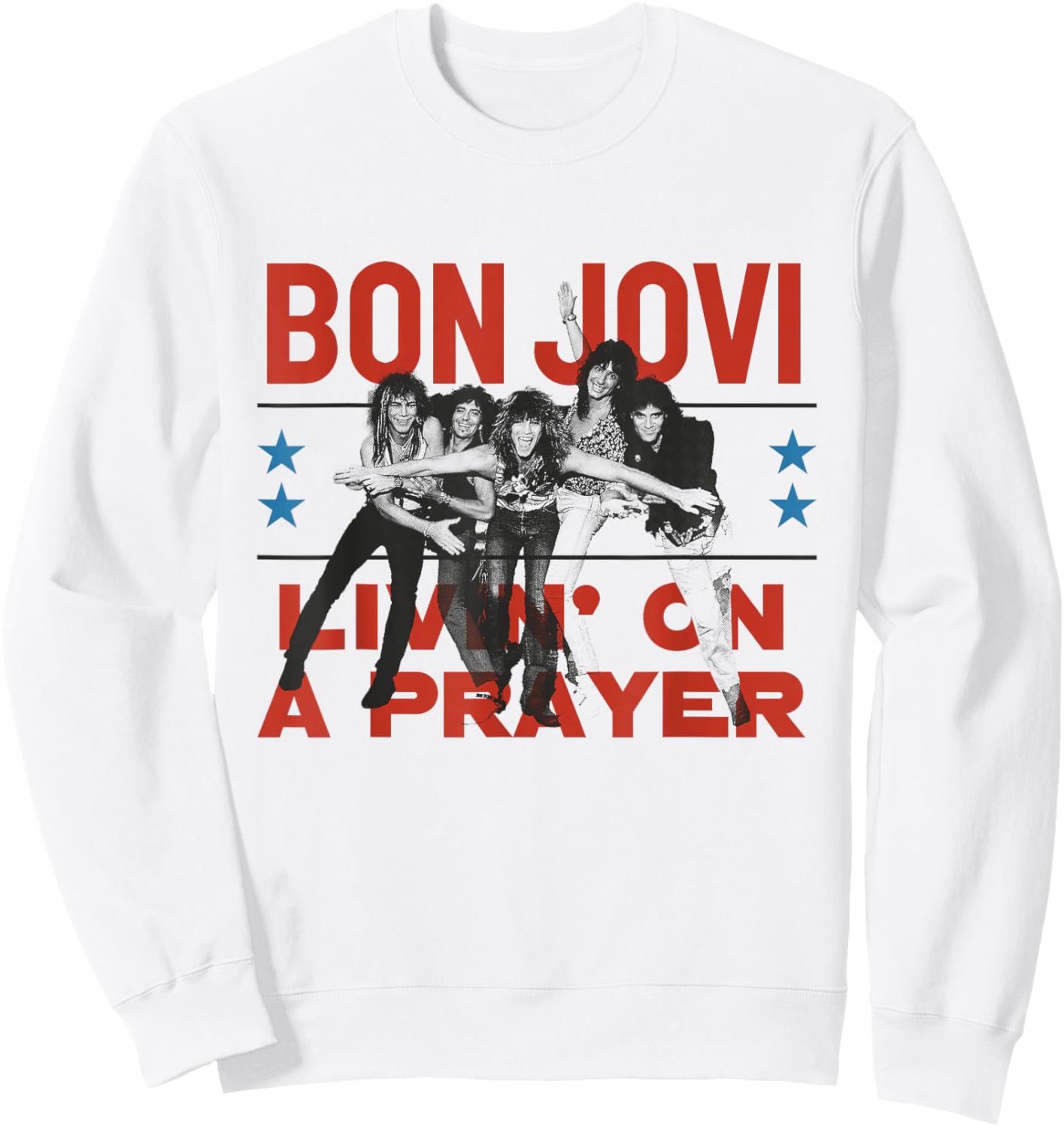 Official Bon Jovi Livin' On A Prayer Sweatshirt - Sweatshirt | White