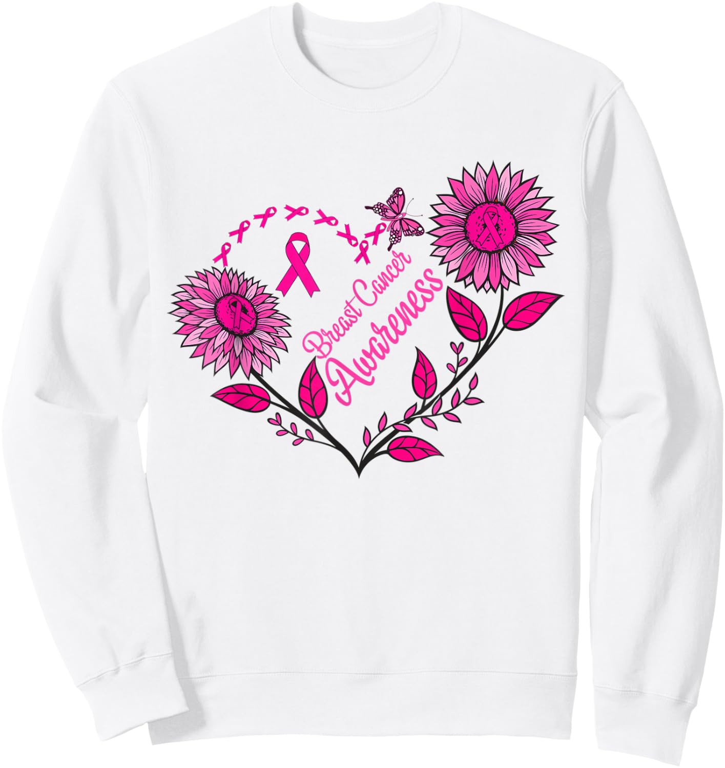 Sunflower Breast Cancer Shirts Pink RibbonMen Women Sweatshirt - Sweatshirt | White