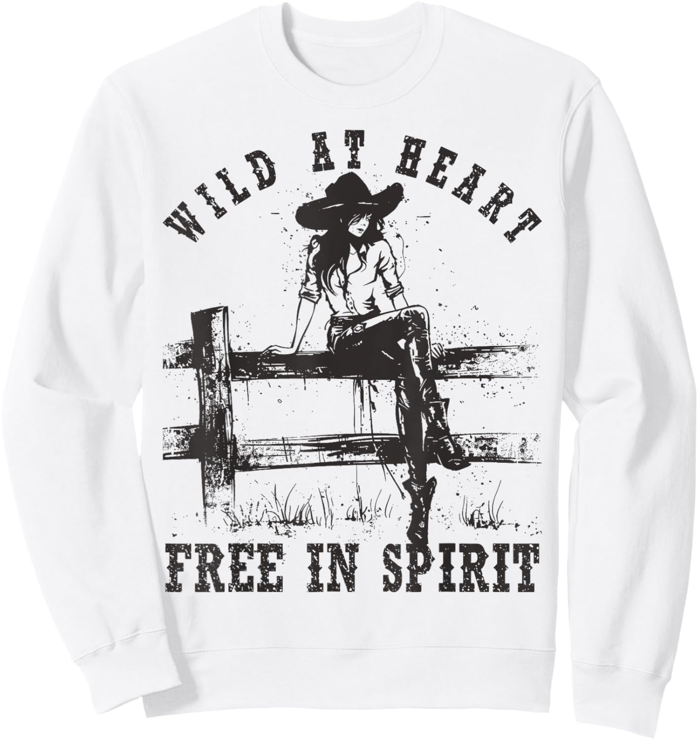 Wild at Heart Free in Spirit Cowgirl Vintage Western Sweatshirt - Sweatshirt | White