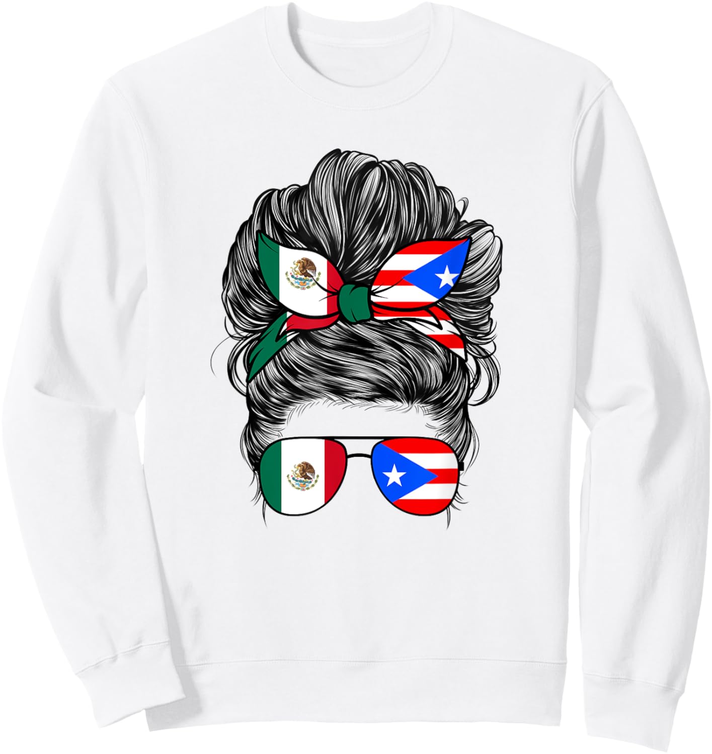 Mexirican Girl Women Half Mexican And Puerto Rican Rico Flag Sweatshirt - Sweatshirt | White